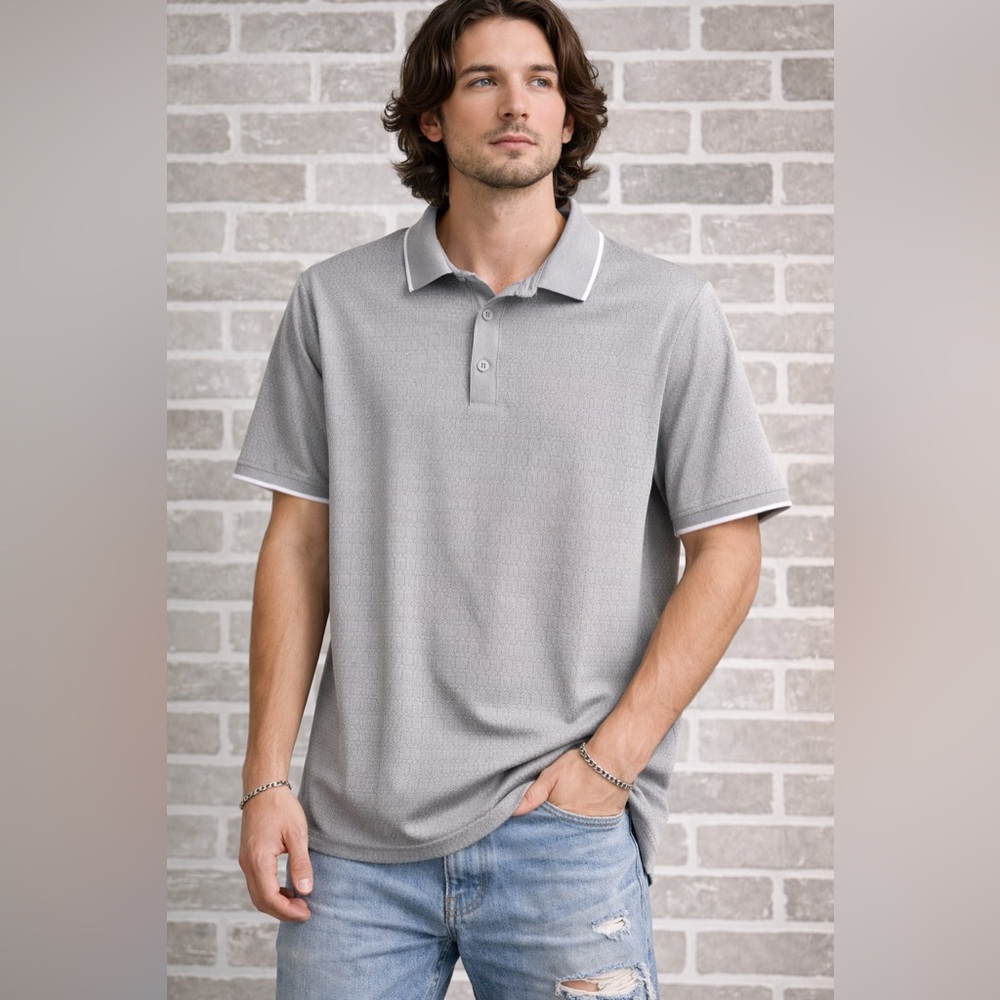 FLX‎ Men’s Gray Performance Polo Shirt Short Sleeve Size Medium